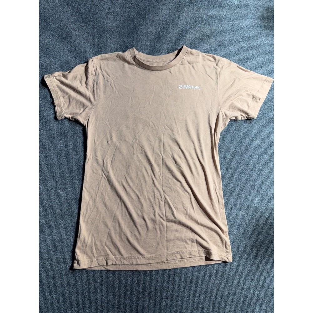 Magellan Outdoors Mens Small Tan Graphic T-Shirt Desert Horses Scene Brown SM